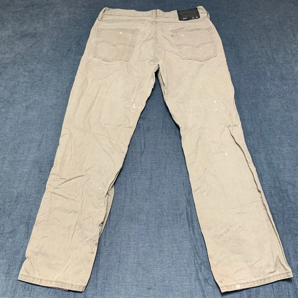 Levi's 514 Jeans Mens 32x30 Beige Denim Cotton Stretch Regular Fit Straight Leg